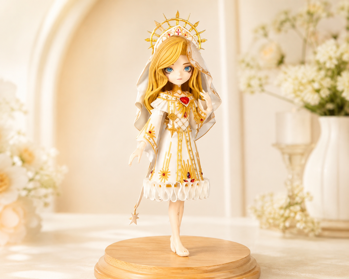 Golden Halo Grace – Handmade Fantasy Art Doll