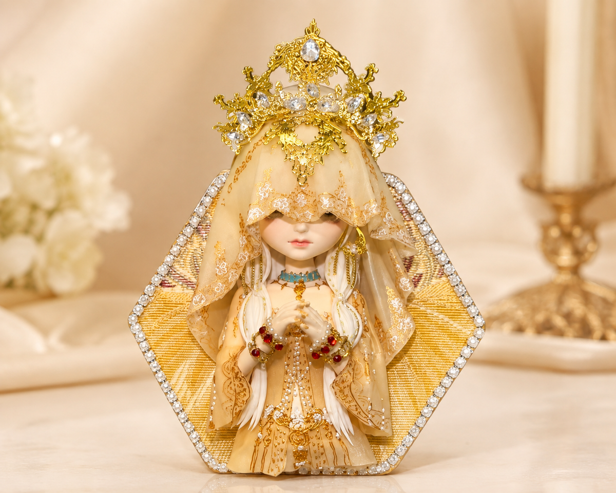 Golden Veil Grace – Handmade Art Fridge Magnet