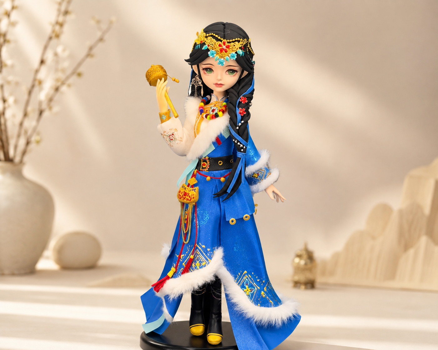 Sapphire Winter Muse – Handmade Art Doll