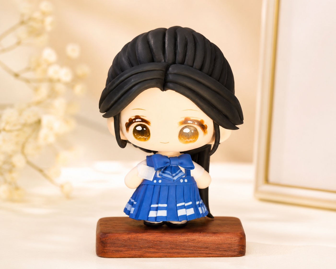 Blue Ribbon Belle – Handmade Chibi Art Doll